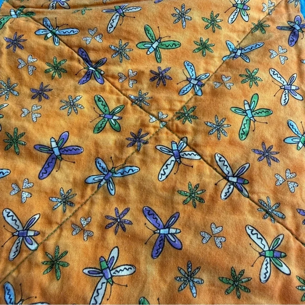 Colorful Patchwork Quilt 34”x44” Cotton Throw Picnic Beach Blanket